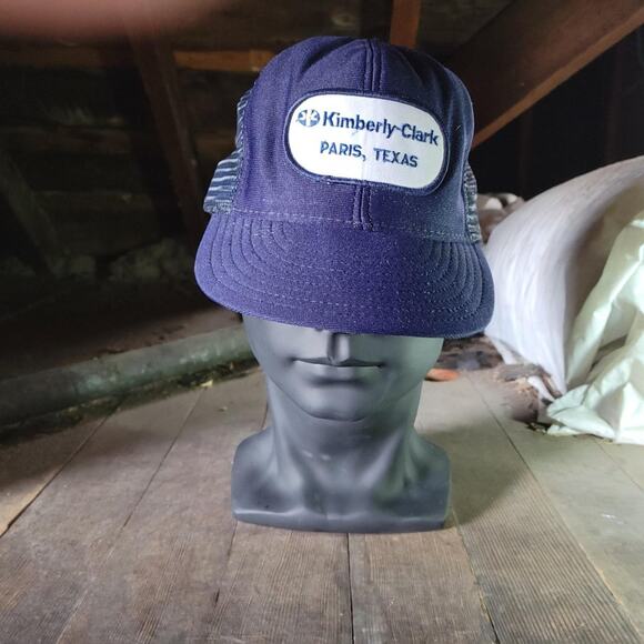 Blue vintage trucker style Kimberly-Clark Paris Texas 1980s/1990s snapbackhat - Picture 1 of 4